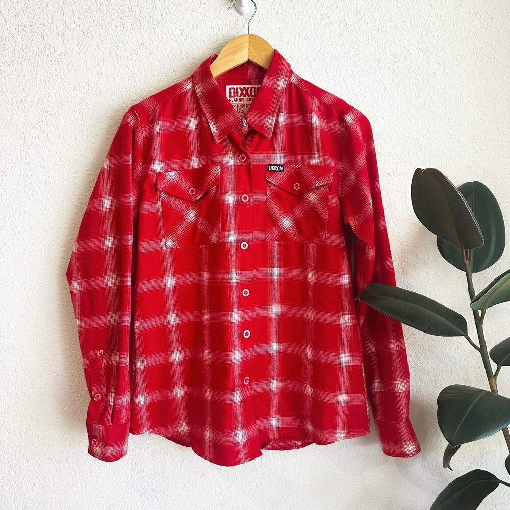 Dixxon‎ Flannel Womens Form and Function Button Up Flannel Shirt Medium Red